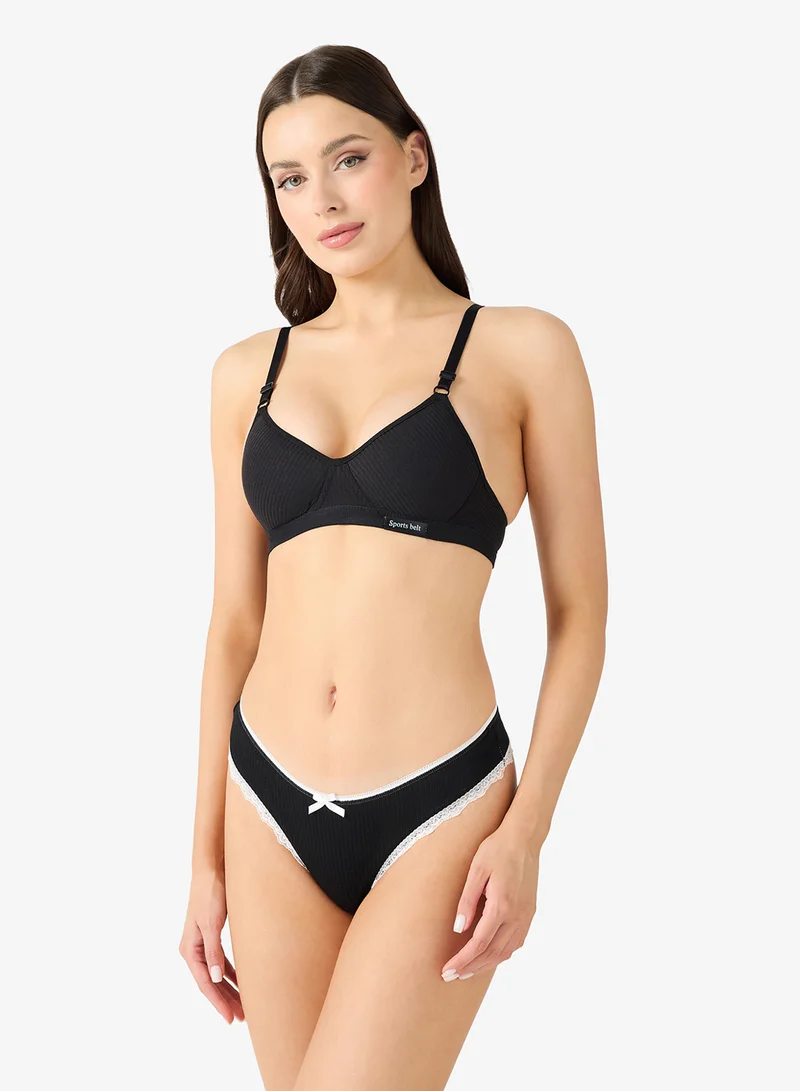 جينجر 4PC Lace Detail Thong